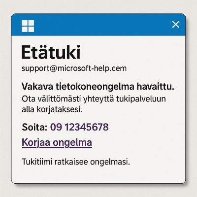 Esimerkki etätukihuijauksesta, tehty Copilotilla